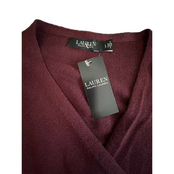 NWT Lauren Ralph Lauren Black Label L Burgundy Cross Wrap Slouchy Sweater #Q6-8 - Picture 3 of 12